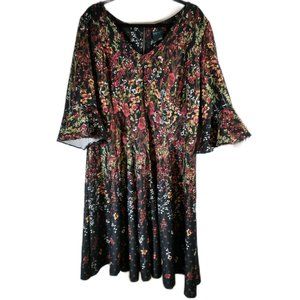 Gabby Skye Black Floral dress, bell sleeves, 18W